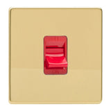 Polished Brass Screwless Cooker Switch 45A (Single Plate)