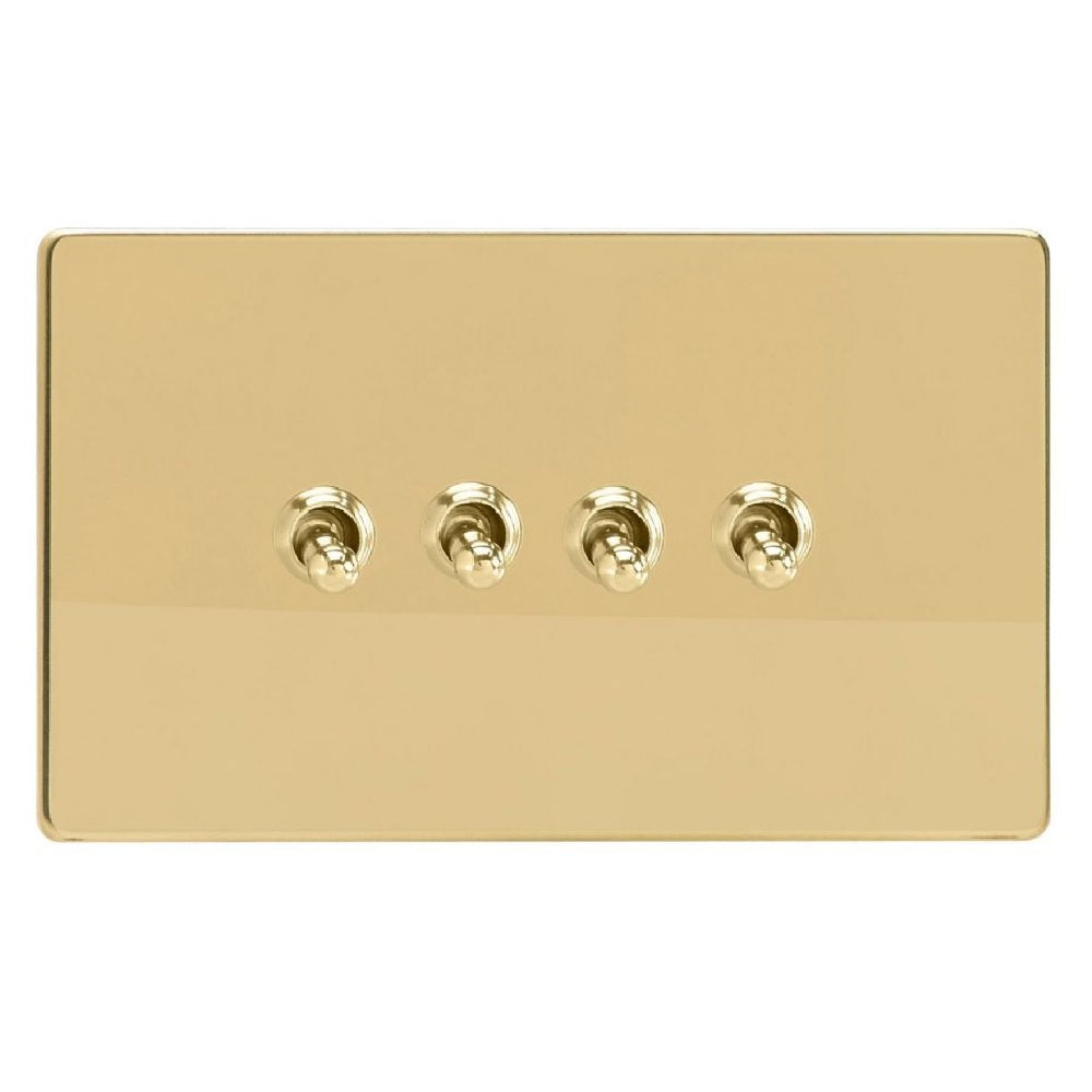 Varilight XDVT9S | Polished Brass Screwless Toggle Switch