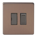 Brushed Bronze Screwless Urban 13A Decorative Switched Fused Spur with Neon