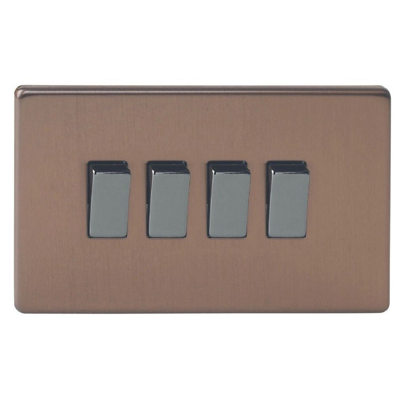 Varilight XDY9S.BZ | Brushed Bronze Screwless Urban Rocker Switch | XDY9SBZ