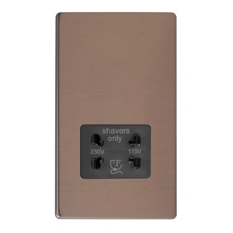 Varilight XDYSSBS.BZ | Brushed Bronze Screwless Urban Shaver Socket | XDYSSBSBZ