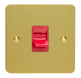 Brushed Brass Ultraflat Cooker Switch 45A (Single Plate)