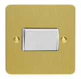 Brushed Brass Ultraflat 10A Fan Isolating Switch (3 Pole) White Inserts