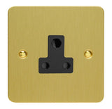 Brushed Brass Ultraflat 1 Gang 5A Round Pin Socket Black Inserts