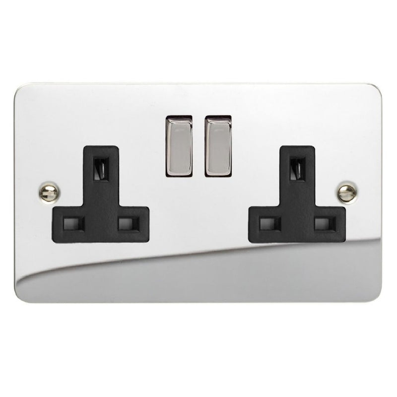 Varilight XFC5DB | Polished Chrome Ultraflat Double Pole Socket