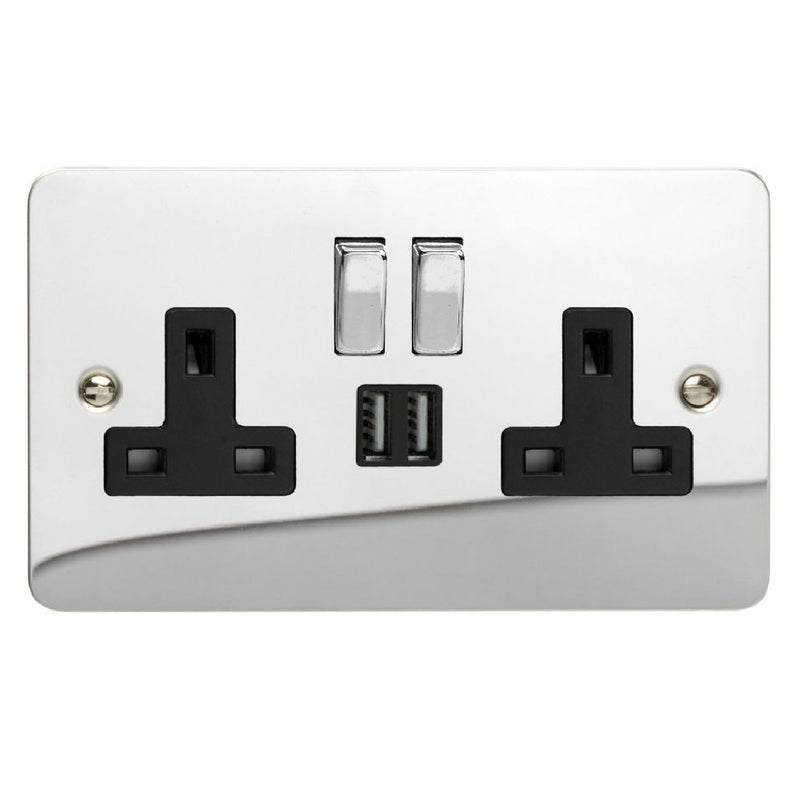 Varilight XFC5U2SDB | Polished Chrome Ultraflat Switched USB Socket