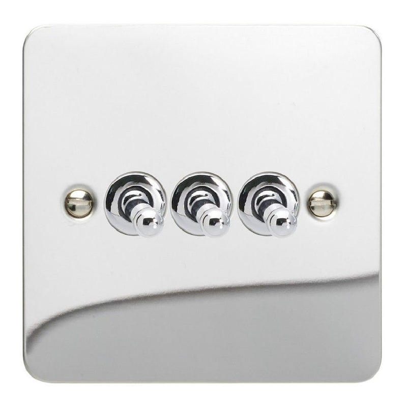 Varilight XFCT3 | Polished Chrome Ultraflat Toggle Switch