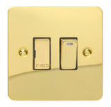 Polished Brass Ultraflat 13A Decorative Switched Fused Spur with Neon