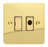 Polished Brass Ultraflat 13A Decorative Unswitched Fused Spur with Flex Outlet