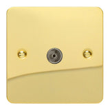 Polished Brass Ultraflat 1 Gang TV Socket Co Axial