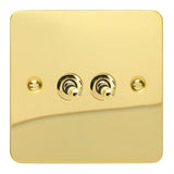 Polished Brass Ultraflat 2 Gang 10A 1 or 2 Way Decorative Toggle Switch