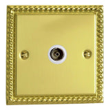 Georgian Brass Classic 1 Gang TV Socket Co Axial (Isolated) White Inserts