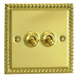Georgian Brass Classic 2 Gang 10A 1 or 2 Way Decorative Toggle Switch