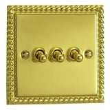 Georgian Brass Classic 3 Gang 10A 1 or 2 Way Decorative Toggle Switch