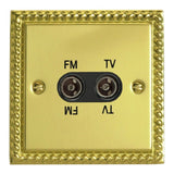 Varilight XGTVFMB | Georgian Brass Classic TV FM Dimplex Socket