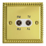 Varilight XGTVFMW | Georgian Brass Classic TV FM Dimplex Socket