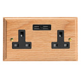 Varilight XK5U2OB | Light Oak Kilnwood Unswitched USB Socket