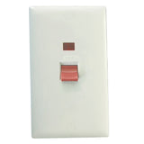 Polar White Cooker Switch 45A with Neon (Vertical Twin Plate)