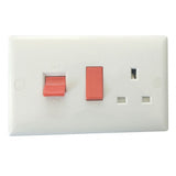 Polar White Cooker Switch 45A with 13A Switched Socket Outlet