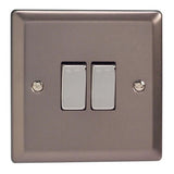 Pewter Classic 2 Gang 10A 1 or 2 Way Decorative Rocker Switch