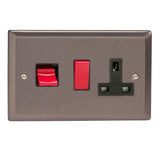 Pewter Classic Cooker Switch 45A with 13A Switched Socket Outlet Black Inserts