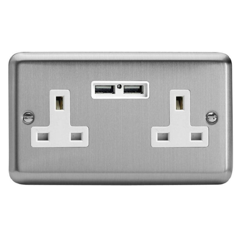 Varilight XS5U2W | Matt Chrome Unswitched USB Socket