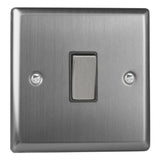 Brushed Steel Classic 1 Gang 20A Double Pole Decorative Rocker Switch