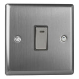 Brushed Steel Classic 1 Gang 20A Double Pole Decorative Rocker Switch with Neon