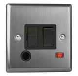 Brushed Steel Classic 13A Switched Fused Spur with Neon & Flex Outlet Black Inserts