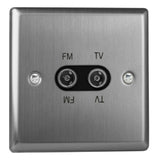 Varilight XTTVFMB | Brushed Steel Classic TV FM Dimplex Socket