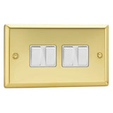Victorian Brass Classic 4 Gang 10A 1 or 2 Way White Rocker Switch (Twin Plate)