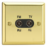 Varilight XVTVFMB | Victorian Brass Classic TV FM Dimplex Socket
