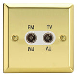 Varilight XVTVFMW | Victorian Brass Classic TV FM Dimplex Socket