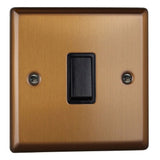 Brushed Bronze Urban 1 Gang 20A Double Pole Black Rocker Switch