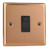 Polished Copper Urban 1 Gang 20A Double Pole Black Rocker Switch with Neon