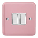 Rose Pink Lily 2 Gang 10A 1 or 2 Way White Rocker Switch