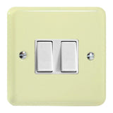 White Chocolate Lily 2 Gang 10A 1 or 2 Way White Rocker Switch