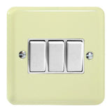 White Chocolate Lily 3 Gang 10A 1 or 2 Way White Rocker Switch
