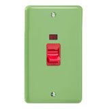 Beryl Green Lily Cooker Switch 45A with Neon (Vertical Twin Plate)