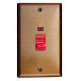 Brushed Bronze Urban Cooker Switch 45A with Neon (Vertical Twin Plate)