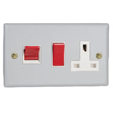 Matt White Vogue Cooker Switch 45A with 13A Switched Socket Outlet White Inserts