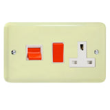 White Chocolate Lily Cooker Switch 45A with 13A Switched Socket Outlet White Inserts