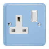 Duck Egg Blue Lily 1 Gang 13A Double Pole Switched Socket White Inserts