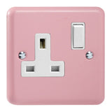 Rose Pink Lily 1 Gang 13A Double Pole Switched Socket White Inserts