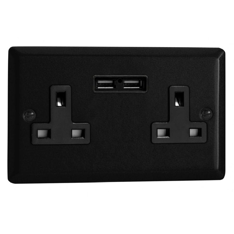 Varilight XY5U2B.MB | Matt Black Urban Unswitched USB Socket | XY5U2BMB