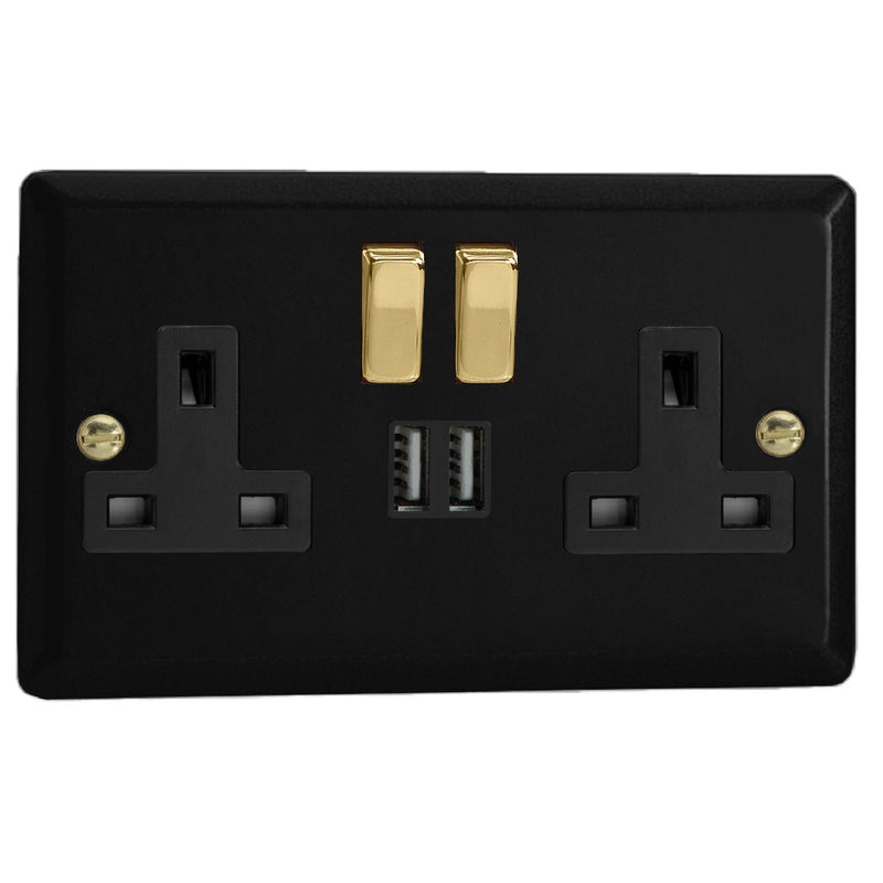 Varilight XY5U2SVB.MB | Matt Black Vogue Switched USB Socket | XY5U2SVBMB