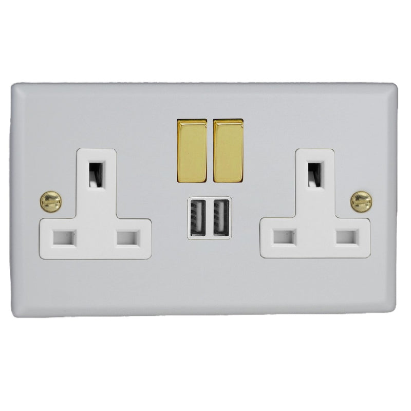 Varilight XY5U2SVW.MW | Matt White Vogue Switched USB Socket | XY5U2SVWMW