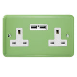 Varilight XY5U2W.BG | Beryl Green Lily Unswitched USB Socket | XY5U2WBG