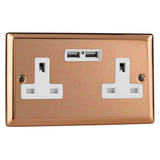 Varilight XY5U2W.CU | Polished Copper Urban Unswitched USB Socket | XY5U2WCU