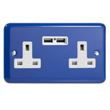 Varilight XY5U2W.RB | Reflex Blue Lily Unswitched USB Socket | XY5U2WRB